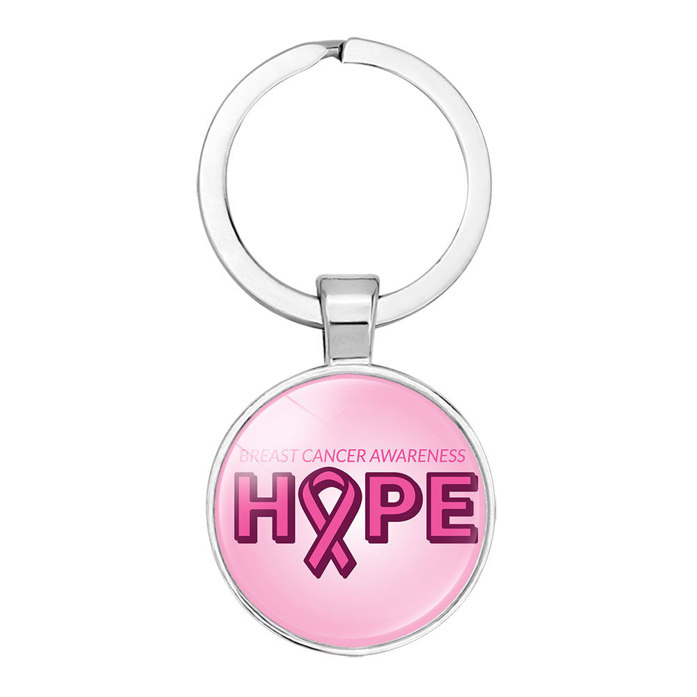 Wholesale Glass Caring Breast Cancer Alloy Creative Keychain